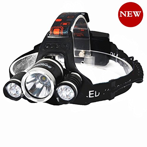 BenRan 5000Lm Headlamp LED, 4 Light Modes Headlight, Flashlight with Rechargeable 18650 Battery& Dual Smart Charger,Hunting Helmet Light for Camping, Running, Hiking and Reading