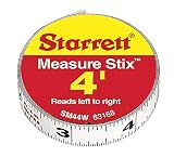 Starrett 63168 SM44W Steel Tape Measure with Adhesive Back, 1/2-Inch x 4'