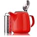 Tealyra - Daze Ceramic Large Teapot Red - 47-ounce (6-7 cups) - With Stainless Steel Lid Extra-Fine Infuser for Loose Leaf Tea - 1400ml