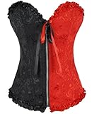 Imilan Gothic Bustiers Top Lace up Corset for Women Contrast Color (M (US Size 4-6), Red-Black)