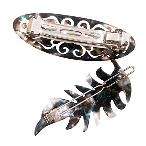2PCS Medium Small Midnight Forest Leaf Barrettes Set Hair Accessories for Women