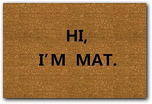 BaiLund Hi I'm Mat Durable Rubber Doormat Entrance Rug for Home Front Entry, Garage Outside,Patio Inside Floor Non-Slip Rubber Welcome Mat,27.6" W x 17.7" H
