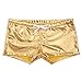 MSemis Men's Sexy Metallic Wetlook Drawstring Boxer Shorts Swim Trunks Underwear Gold Large (Waistline 33.0