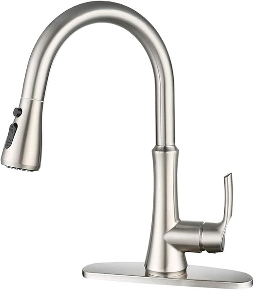 Wowow Pull Down Kitchen Faucet Single Handle High Arc Brushed