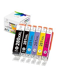 MS Deer PGI-280 XXL CLI-281 XXL - Juego de 6 cartuchos de tinta para impresoras Pixma TR8520 TR7520 TS9120 TS8120 TS6120 (1 PGI negro, 1 negro, 1 cian, 1 magenta, 1 amarillo, 1 azul)