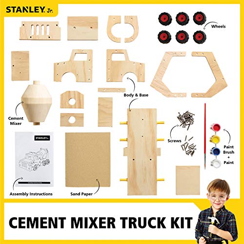 Stanley Jr.. - Cement Mixer Truck Kit, Large Wood Building Kits Ages 5+ (K097-Sy)
