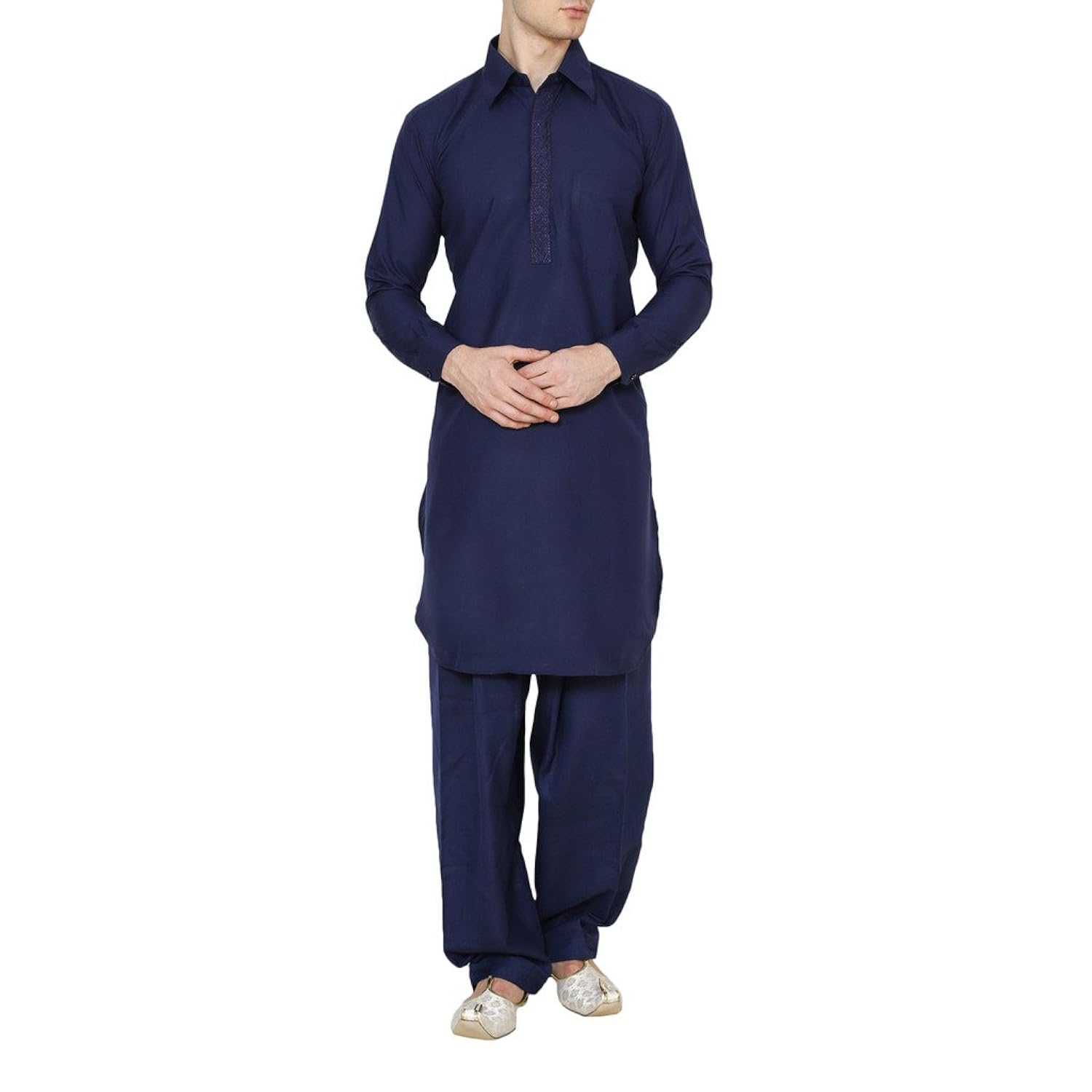 royal men's navy tericott standard pathani suit salwar set