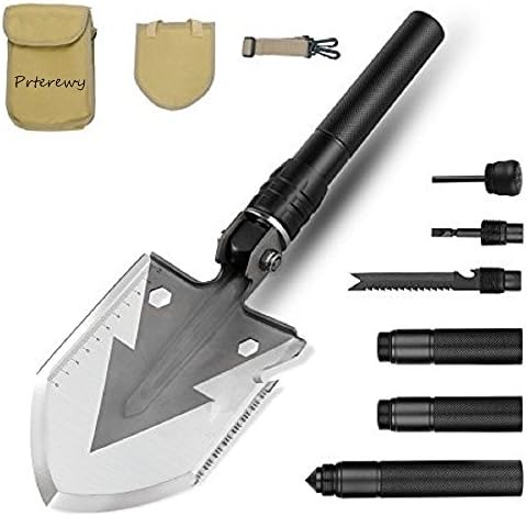 Military Portable Folding Shovel [29 inch Length] with Carrying Pouch Army Surplus Multitool Tactical Spade for Camping, Hiking, Hunting, Backpacking, Trench Entrenching Tool, Car Emergency
