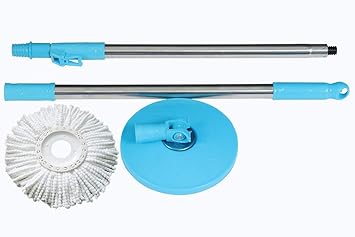 Rapidora 360 Degree Mop Spin Cleaning Stainless Steel Rod Set with Refill, 4 x 5, Blue