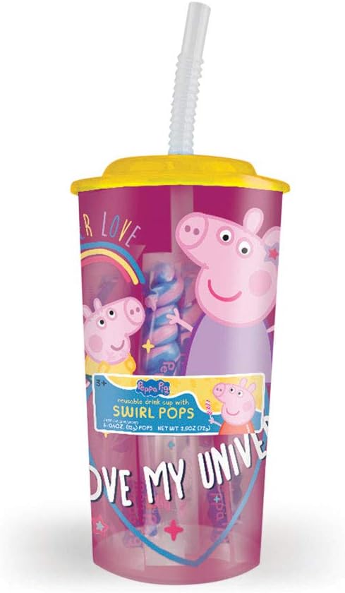 Peppa Pig Reusable Dome Drink Cup with 6 Swirl Pops - 2.5 oz