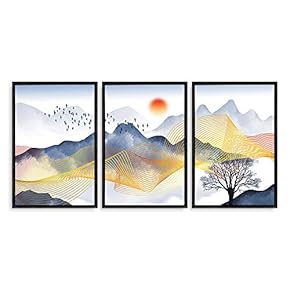 Framed Abstract Landscape Home Artwork for Living Room...