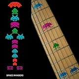 Fretboard Markers Inlay Sticker Decals for Guitar Bass - Space Invaders (Colored)