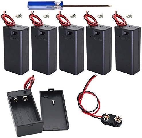 GTIWUNG 6PCS 9 Volt Battery Holder with Switch, 9V Battery Case with Switch