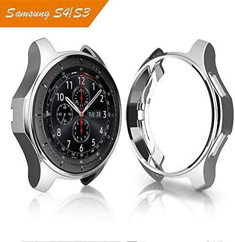 Case for Samsung Gear Galaxy/S3 Frontier SM-R760 & Classic, Soft TPU Plated [Scratch-Proof] All-Around Protective Bumper Shell for Samsung Gear Galaxy/S3 Watch 46mm 42mm (Silver, Galaxy/S3 46MM)