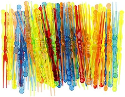 Bloomeet 100 / 200 PCS Disposable Clear / Colorful Plastic Fruit Forks Dessert Fork Set Snack Picks Sticks for KTV Home Camping (Colorful - 100)