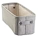 InterDesign Wren Cotton Fabric Bathroom Storage Bin for Magazines, Toilet Paper, Bath Towels - Small, Light Gray