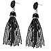 Humble Chic Lightweight Soiree Tassel Earrings - Long Beaded Fringe Drop Statement Dangles