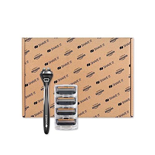 Shave It 4 Piece Pro Starter Kit with Five Blade Razor System & Refill Cartridges