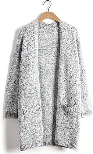 SEENFUN Women's Classic Long Sleeve Knit Sweater Open Front Warm Cardigan Grey XXL