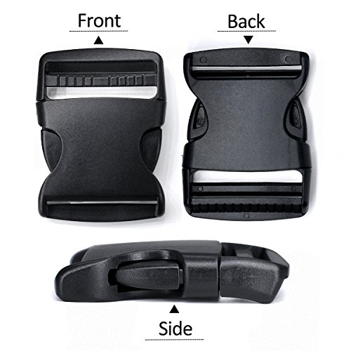 2 Inch Side Quick Release Plastic Buckles (12 Pack-Black)