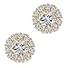 Cuccu Women Girl Cubic Zirconia Round Flower Earrings 9mm Gold Earrings Cute Jewelry CZ Earrings Stud Set