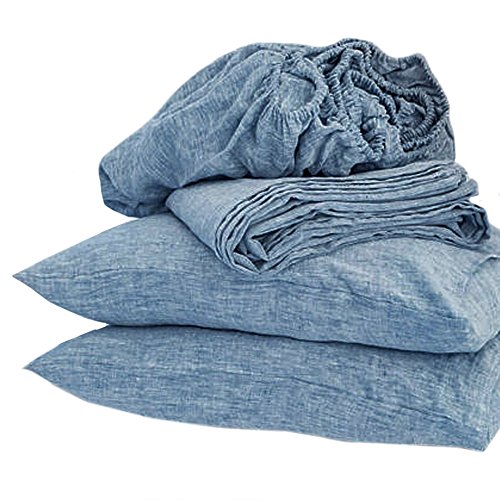 Merryfeel Luxurious 100% Pure French Linen Chambray Sheet Set - Queen - Thumbnail 6