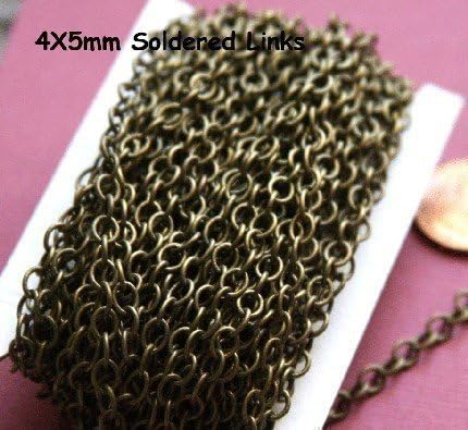 10ft of DYI Bulk Antique Brass round cable chain 4X5mm - Soldered Links