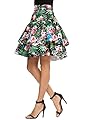 Zeagoo Women's High Waist Floral A-line Pleated Flared Midi Skirt