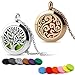 RoyAroma 30mm Car Aromatherapy Essential Oil Diffuser Stainless Steel Locket with Vent Clip 12 Felt Pads-Tree of Life Black