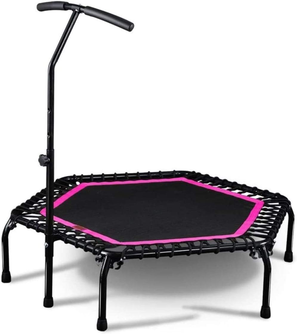 Woodtree Tools Home appliances Fitness 45inch Muted Hexagonal Trampoline Fitness for Adults with adjustable Handrail inside Gym Jump Sport Safety Children, Color: Light Green (Color : Pink)