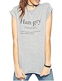Haola Women Fashion Grey Causul Print T Shirts Summer Funny Tops M-Grey