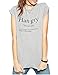 Haola Women Fashion Grey Causul Print T Shirts Summer Funny Tops M-Grey