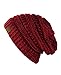 NYfashion101 Exclusive Unisex Two Tone Warm Cable Knit Thick Slouch Beanie Cap, 2 Tone Burgundy