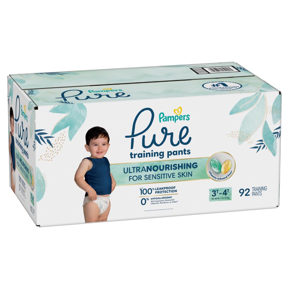 Pampers Pure Protection Training Underwear, Unisex, Size 3T4T, 92 Count, Premium, Hypoallergenic, Soft, Absorbent