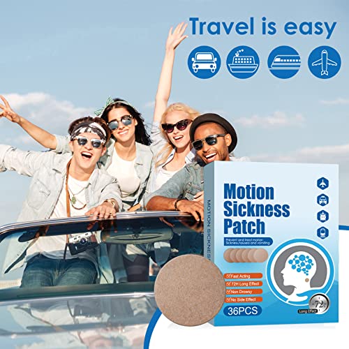 Motion Sickness Patches, 72Pcs Tinnitus Relief Patches for Ringing Ears, Relief Vertigo and Nausea Due to Travel of Cars Ships Airplanes Trains,Suitable for Adults and Children