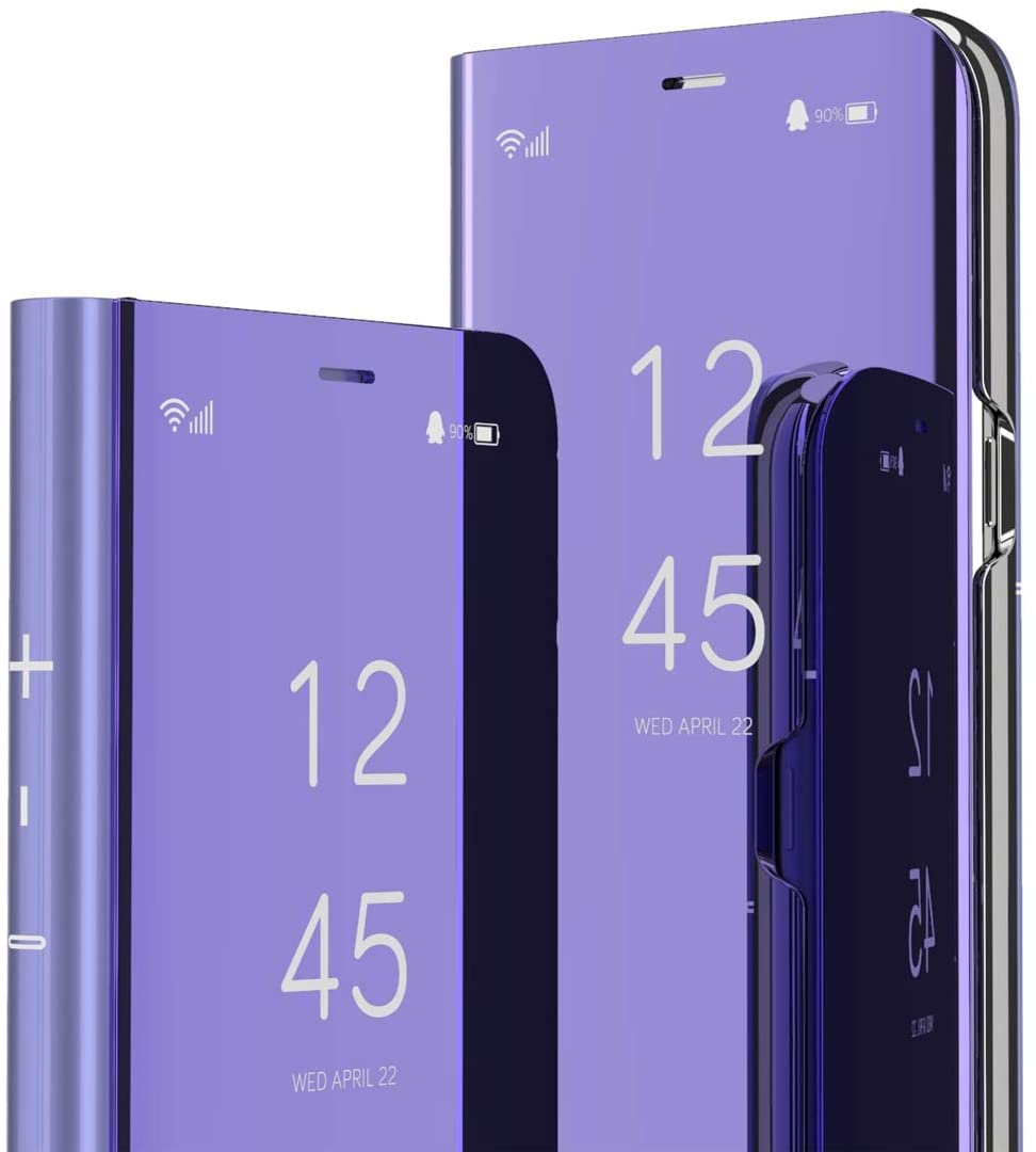 IMIRST Flip Case Compatible with One Plus Nord N200 5G - Mirror Clear View Bookstyle Luxury Protecter Shell With Kickstand Phone Case Cover for 1+ Nord N200 5G. Flip Mirror: Purple