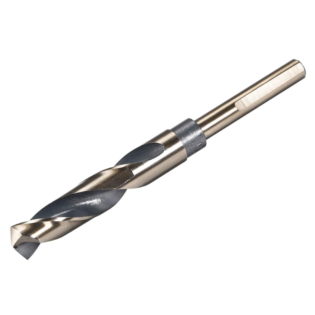 sourcing map Reduced Shank Twist Drill Bits 16mm Black Nitride & Gold Titanium Coated High Speed Steel 4341 with 10mm Shank for Stainless Steel Alloy Metal Plastic Wood