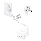TROND 1.5ft Short Flat Extension Cord Indoor, Right Angle Ultra-Thin Plug, 3 Way Multiple Outlets, 13 Amps, 1625W, Small Flex