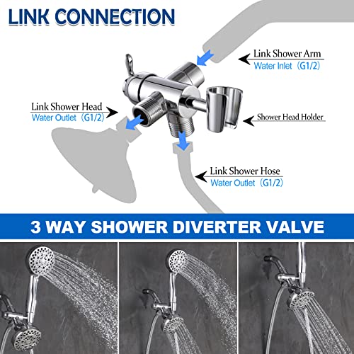 Shower Arm Diverter with Handheld Shower Mount Bracket, G1/2 Universal