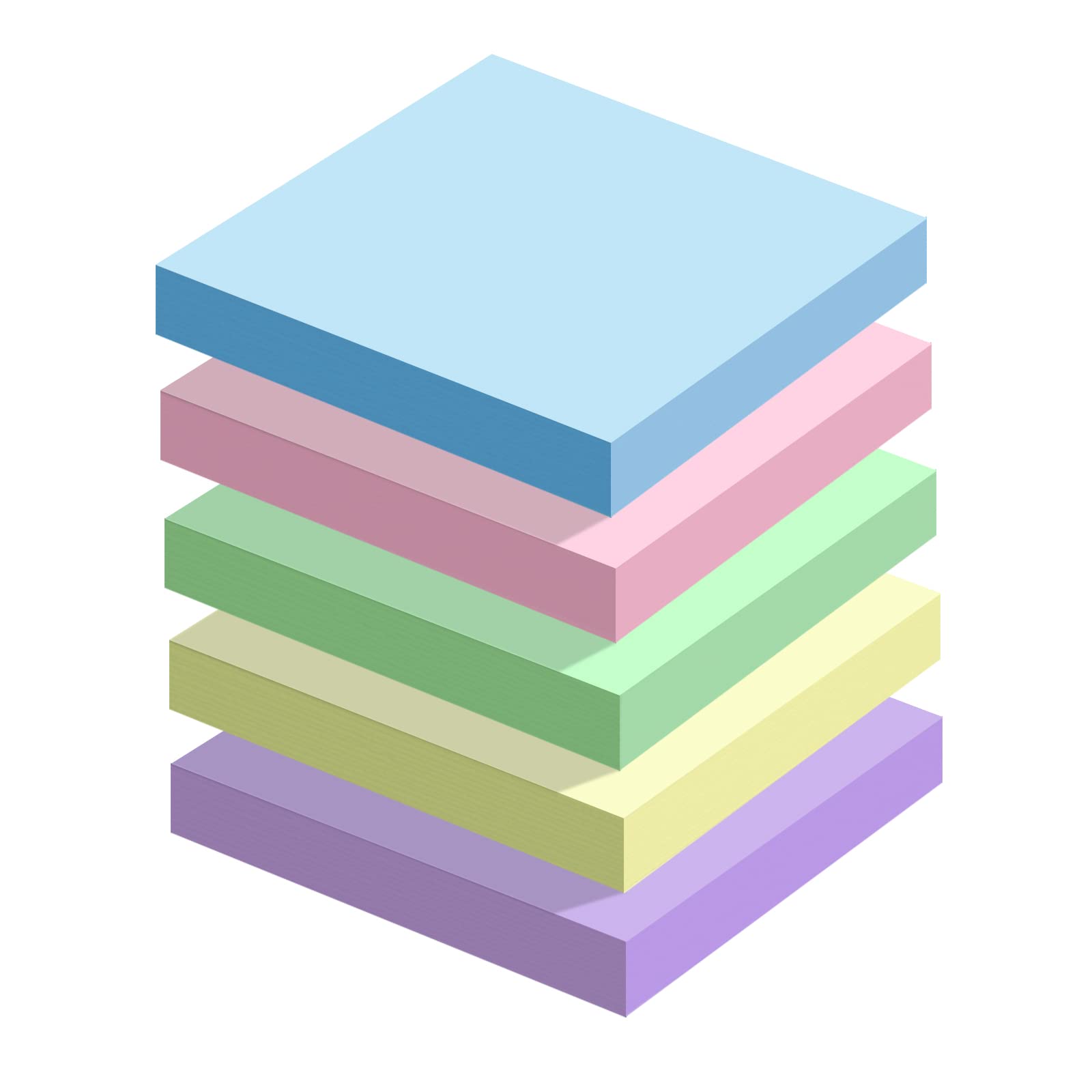 500pcs Sticky Notes Self-Stick Notes Set Colours Super Sticky Notes Pastel 76mm X 76mm Office Supplies Stationary for Studying & to Do Lists 100 Sheets/Pad 5 Colors
