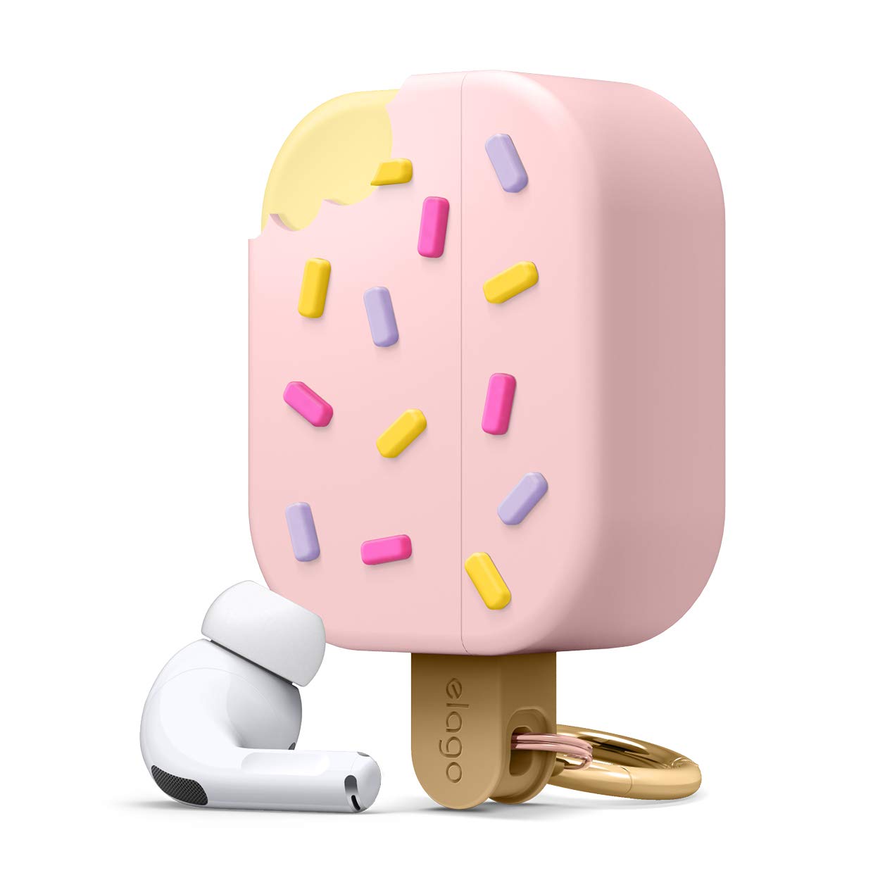 elago Ice Cream Case Compatible with AirPods Pro Case - Carabiner Included, Full Protection Premium Silicone Cover, 3D Unique Cute Design Case (Strawberry)