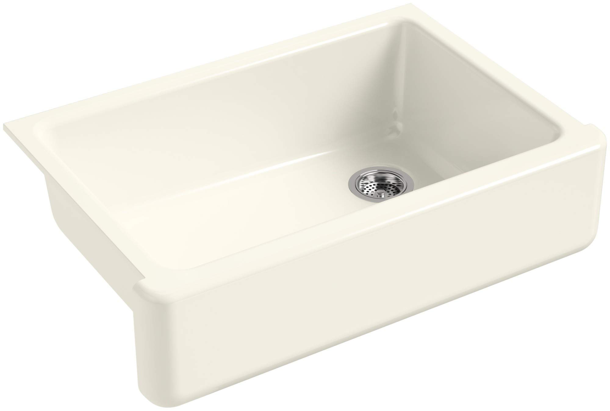 Photo 1 of KOHLER Whitehaven® 32-3/4" Farmhouse Self-Trimming Undermount Single-Bowl Kitchen Sink Undermount, Kitchen Sinks with Tall Apron, K-5827-96, Biscuit