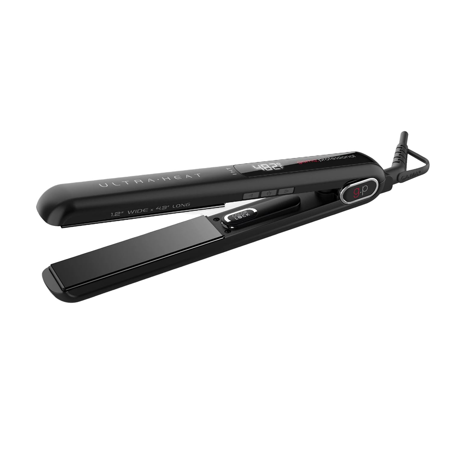 GA.MA G-EVO Silk Chrome Titanium 1.2 Inch Flat Iron with Oxy-Active & Silver Technology, Digital Display, Auto Shut-Off, Black