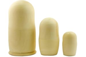 BestPysanky Set of 3 Unpainted Blank Wooden Nesting Dolls 7 Inches