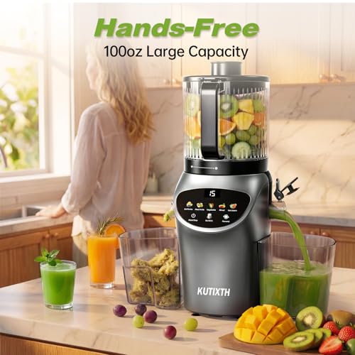 Juicer Machine, 4-In-1 Cold Press Juicer,Smart Touch Masticating Juicers, 6.5 Extra Large Chute, 120oz Capacity For Whole Fruits, Easy To Clean, Extractor Machine For Making Nut Mike, Sorbet,Juice