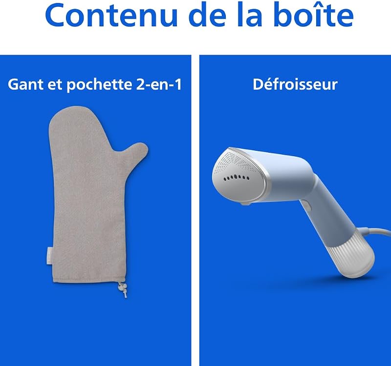 défroisseur à main 5000, 24 g/min, 1300W, tête inclinable, Bleu