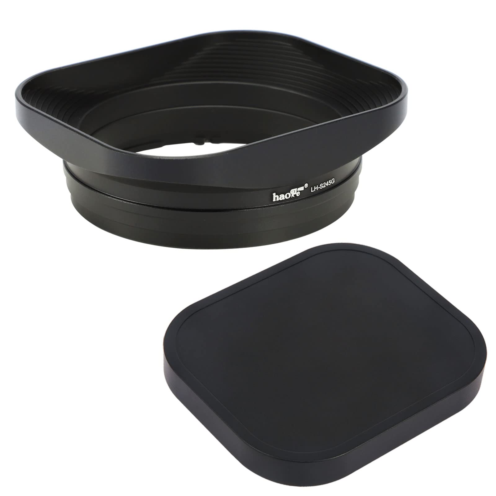 Haoge LH-S245G Metal Bayonet Square Lens Hood for Sony FE 50mm F2.5 G,FE 40mm F2.5 G,FE 24mm F2.8 G Lens,RX1 RX1R RX1RII/M2 RX1R III M3 Camera Shade with Cap on Sony a7CII a7R5 a7m4