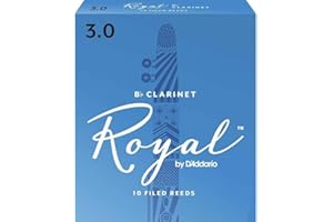 D'ADDARIO D’Addario Woodwinds Royal Bb Clarinet Reeds - B Flat Clarinet Reeds - Reeds for Clarinet - Clarinet Bb Reeds - Strong Spine - Filed Cut - Strength 3.0, 10-pack