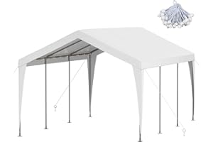 RICHRYCE 10x20 FT Heavy Duty Carport, Outdoor Portable Car Canopy Garage, Galvanized Steel Frame, UV-Resistant Waterproof PE Tarp Shelter for Vehicles, Boats, RVs, Driveway Carport, White