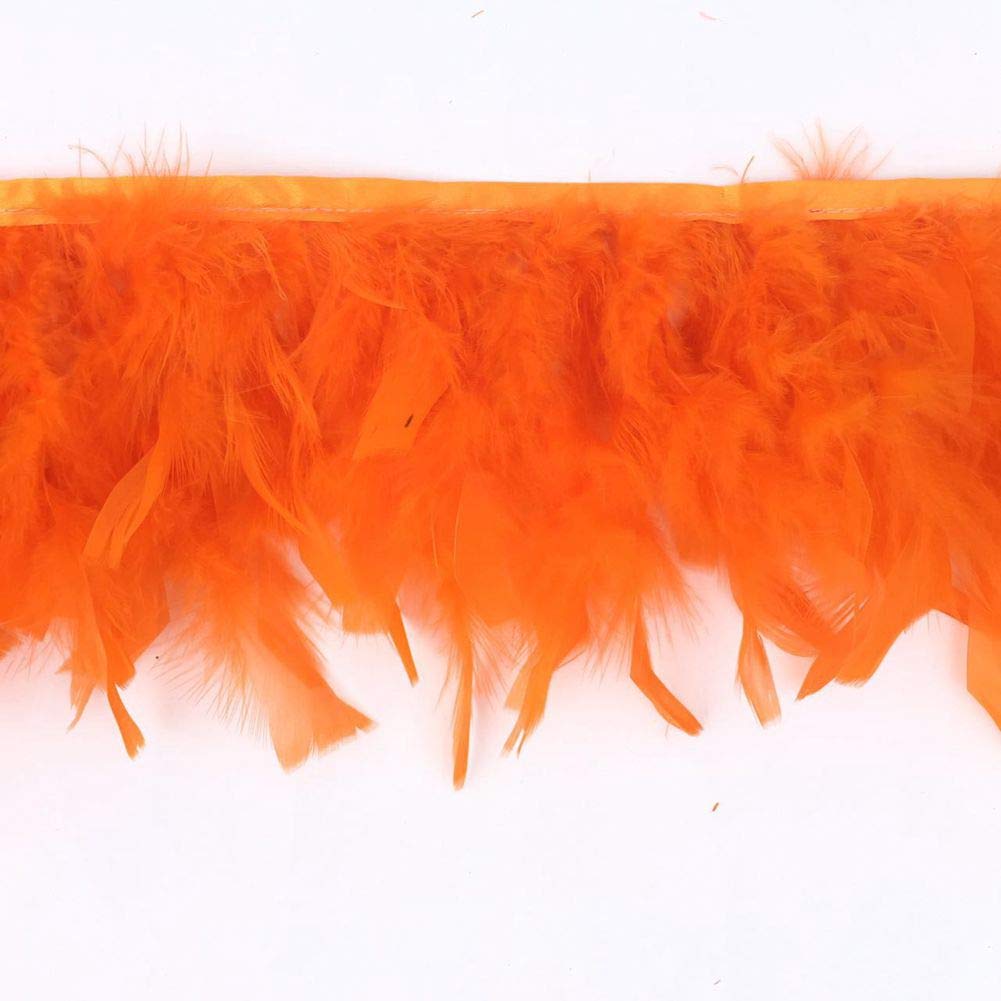 Sowder Turkey Feathers Trim Fringe for Party Wedding Dress Sewing Crafts Costumes Decoration Pack of 2 Yards(Orange)
